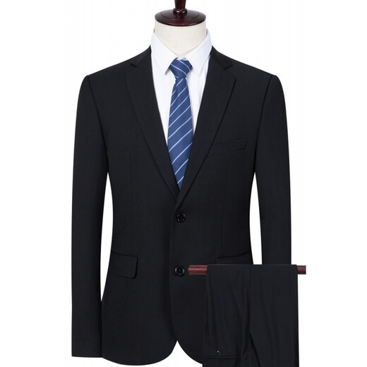 Pierre Cardin 2024 casual men's suit color large size middle-aged suit jacket trousers set black 165