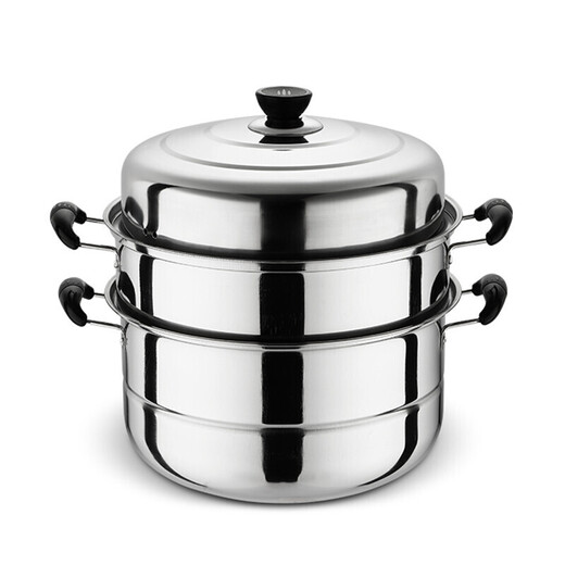 Yingrong steamer stainless steel multi-layer thickened steamer 3-layer steam grid soup pot double-layer gas induction cooker steamer 32cm three-layer thickened