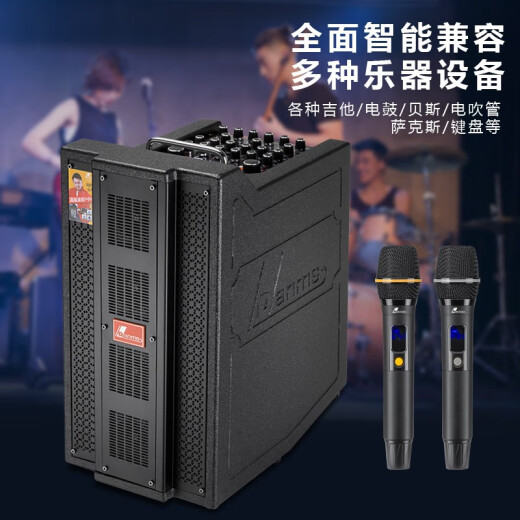 Danmashi Multifunktional Outdoor Professional singen Karaoke High-Power Trolley Audio Bluetooth Sound Card Tragbare Dual Bass Live Broadcast Square Dance Lautsprecher mit drahtlosen Dual-Mikrofon H-9926
