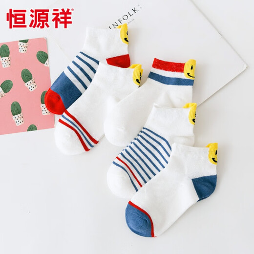 Hengyuanxiang children's socks spring and summer baby socks mesh cotton socks boys and girls short socks five colors 10 pairs [(5-8 years old) suitable for feet about 17-20CM]