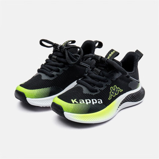 KappaKids Kappa children's shoes boys' sports shoes spring new breathable mesh shoes girls running shoes black size 30 inner length about 193mm