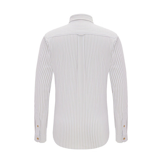 Navigare意大利小帆船磨毛长袖衬衫男士春季保暖弹力衬衣条纹抗菌寸衫 古巴砂 L /40