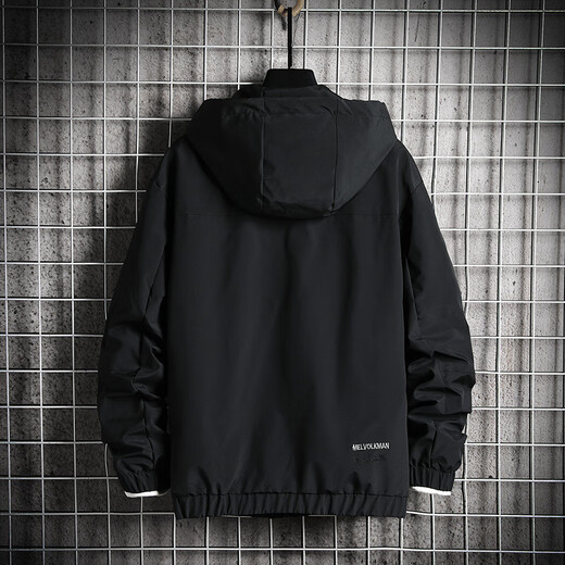 Number one youth jacket men's autumn and winter trendy workwear jacket plus size sports loose hooded jacket for men black 6XL