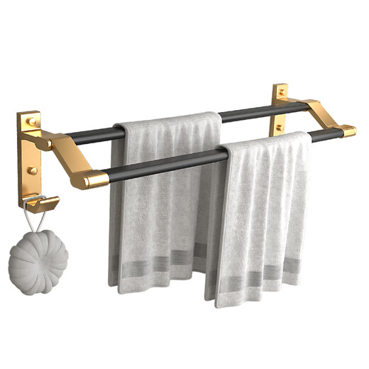 No punch-out towel rack bathroom towel rack hook bathroom hanger single and double towel rod Yahei 3 sets 13590