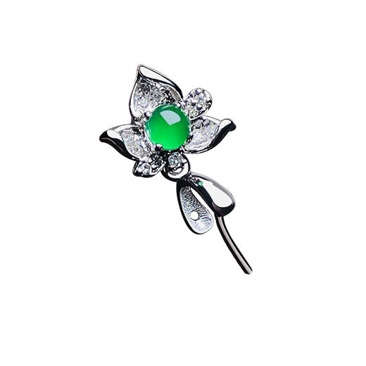 DL 1998 Fat Donglai same style 18k gold jade buckle set with diamond lotus necklace pendant Buddha melon seed buckle silver