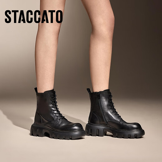 Sigatus neuer Winter britischer Stil Martin Boots Butter Schuhe kurze Stiefel Dicke Sohle erhöhte Frauenstiefel Y3918DD4 TRUFFE Schwarz 35