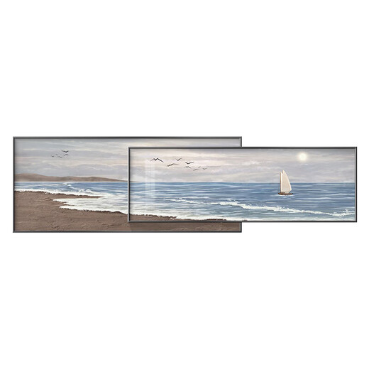 
Luzhique is smooth sailing and living room decoration paintings modern simple sofa background wall hanging paintings atmospheric sea view superimposed murals Haijing Xintian A 50*12040*120 champagne gold paintings plus glass