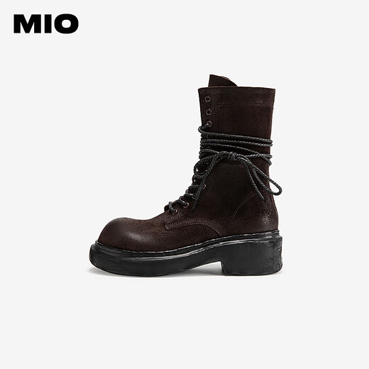 Mio [gleiches Modell in Cheng Xiao] Mio 2024 Winter Retro Britisch-Stil Dick-Soled-Martin-Stiefel coole weibliche Mittelröhrchen Stiefel Ton 37