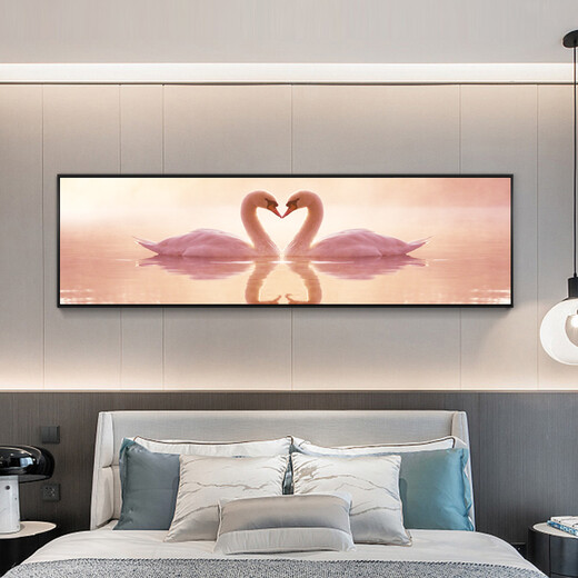Yijlj Moderne und einfache Schlafzimmer Dekoration Gemälde, Landschaft am Meer, Nachteile, warme Hintergrund Wandhänge Gemälde, leichte luxuriöse nordische Wandbilder, A-9713 120*30 + Öl Canvas Bild + Aluminiumlegierung schwarzer Rahmen