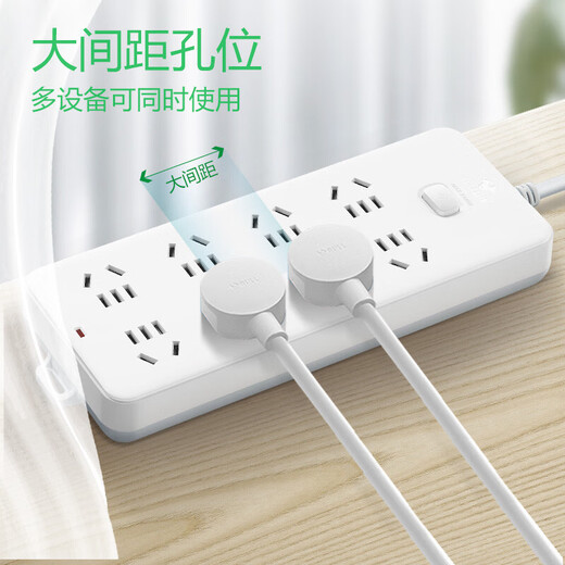 Bull (BULL) overload protection socket strip strip strip strip strip strip drag strip new national standard 8-bit master control full length 5 meters super power protection GN-217