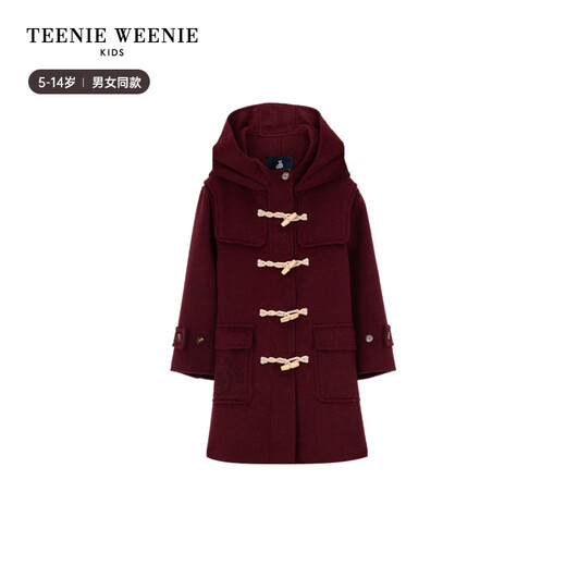 Teenie Weenie Kids Bear children's clothing autumn and winter warm double-sided woolen hooded coat for boys and girls, beige 120 cm