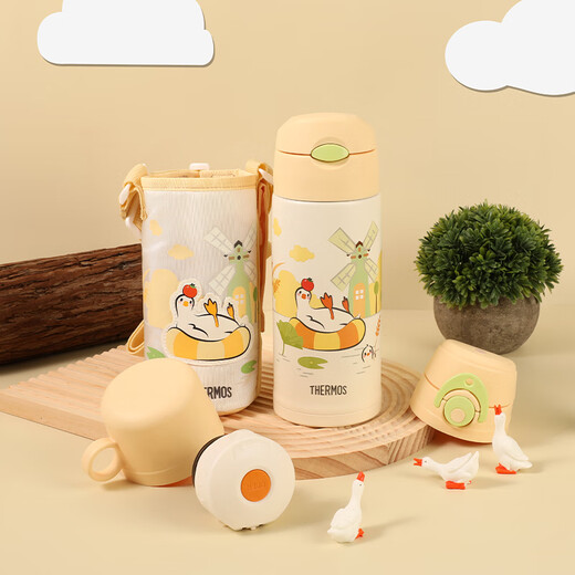 THERMOS children's thermos cup 316L stainless steel cup sleeve straw direct drinking cup multi-lid function student cup kettle for school TCKP