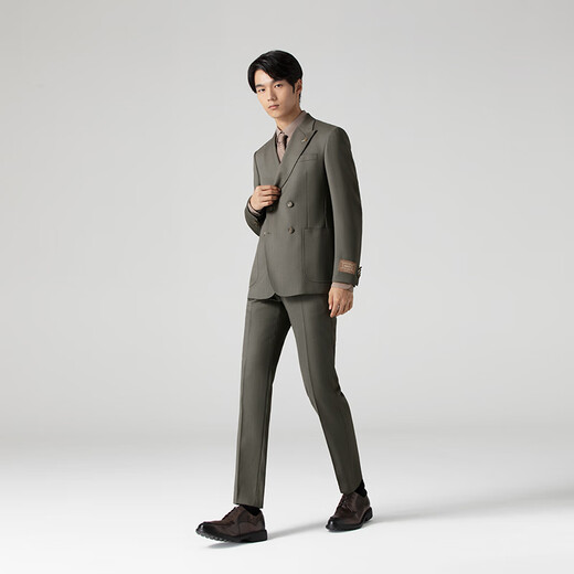 VICUTU Men's Suit Tops Autumn Shopping Mall Same Style Business Casual Versatile Suit Jacket 175B Suit or 96 Pants 24 (Green Brown Top)