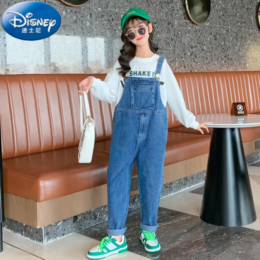 G.DUCKKIDS Boys and Girls Denim Overalls Suit Spring and Autumn 2025 New Medium and Large Children's Long Pants Performance Outfit Blue Single-piece Overalls 130 Recommended 120-130cm Age 7-8 Years Old