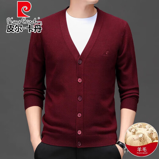 
Pier Cardin high-end wool knitted cardigan men's 100% wool autumn and winter 2024 new velvet thickened warm bottom sweater Medium gray L 175/92A