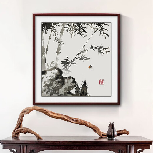 Paidan Fairy Dream Zheng Banqiao Bamboo Newspaper for Peace Bamboo Decorative Painting Entrance Hall Hanging Painting New Chinese Ink Painting Dou Fang Restaurant Chinese Painting G-Bamboo Newspaper for Peace Zheng Banqiao 80*80cm Oil Canvas + Plexiglas Elegant Mahogany Solid Wood Frame