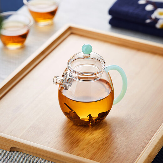 Lvchangming Kungfu glass teapot hand-held pot high temperature resistant glass pot with filter mini teapot