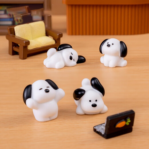 Yumi dog ornaments micro-landscape black and white puppy doll DIY decoration accessories living room entrance car desktop small ornaments 4 packs [1 each] black and white puppy 4 models