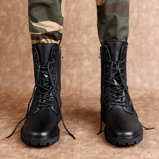 Western Region Kamel extra große Lederstiefel Echte Leder Kurzstiefel Herren Martin Boots große Kampfstiefel High Top Herren Stiefel Schwarz (Single Schuhe) 42