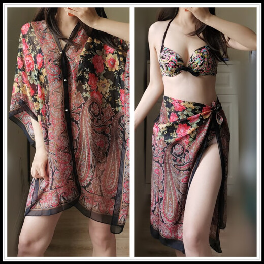 Jie Yintong swimsuit with cover-up for women, multiple ways to wear, hot spring bikini, sun protection veil, swimsuit with wrap skirt to cover the flesh, new arrival at the beach, super beautiful gradient color (not including bikini)