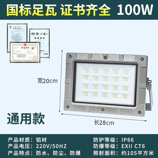 Yaming LED anti-déflagrant lumière EX certifié pierre artificielle protection incendie entrepôt station-service usine projecteur tunnel lumière industrielle et minière lumière anti-Yaming-100W carré EX sans entretien