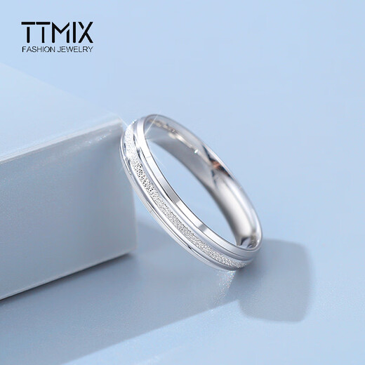 TTMIX frosted platinum ring pt950 platinum pair of rings wedding rings men and women plain ring couple style closed ring 8# 3.27g