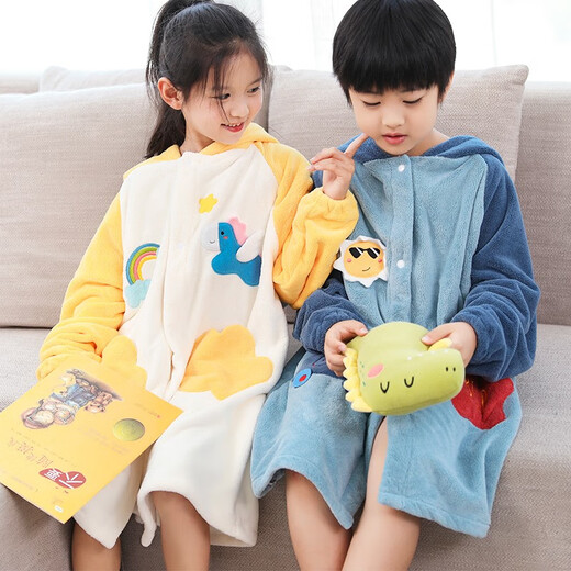 Baifei bath towel can be worn and wrapped around boys and girls bath skirt cloak long-sleeved water-absorbent quick-drying non-pure cotton water-absorbent children's bathrobe children's bathrobe-Starlight Bus (large size) suitable for body