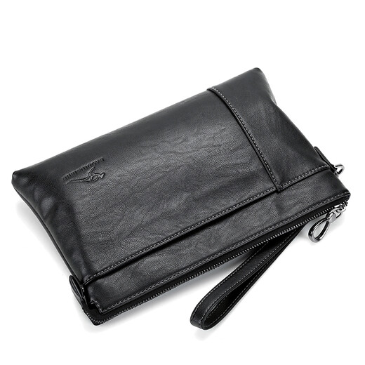 Binli Kangaroo men's handbag business soft leather trendy envelope bag men's casual large capacity clutch bag men's thin model 1909 black small 1909
