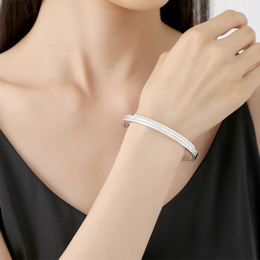 TTMIX closed platinum bracelet for women pt950 platinum semi-solid bracelet with round plain ring 56mm weight 12.01g width 4.5mm