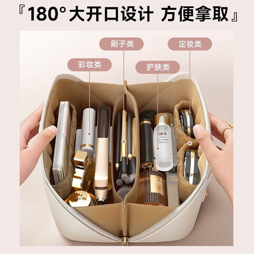 Bolsa de maquillaje Wilkie Portable para mujeres 2025 Nuevo valor de viaje de alto valor Bolsa de almacenamiento Box de maquillaje de gran capacidad Al albaricoque de alta gama tamaño blanco