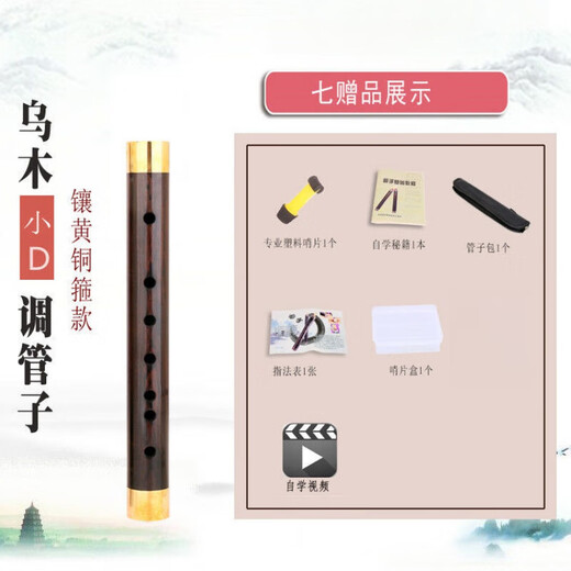 Jiao Yun Miru Pipe Musical Instrument Ebony Pipe Verschiedene Tränengasgang Melodien für Anfänger für Erwachsene Komplette Tränengasgang Musik mit Messing -Hoop C -Tune + Geschenktüte eingelegt