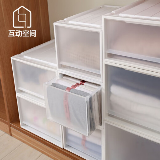 Caja de almacenamiento de espacio interactivo Tipo de cajón grande Caja de acabado Armario de ropa para el hogar Caja de almacenamiento transparente Caja de almacenamiento de plástico [20 litros] 9227 ancho 34 profundidad 44 altura 19 paquete único