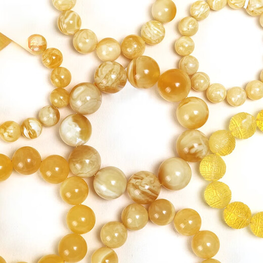 Feng Yuhuang amber beeswax bracelet ring beeswax 108 pearl chicken oil yellow and white beeswax beeswax