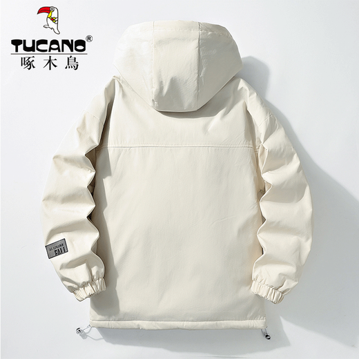 Woodpecker Plush Cotton Jacket Men's Winter 2025 New Men's Cotton Coat Featherless Thick Down Jacket Warm Cotton Jacket Men's 999 Black Plush Velvet Fashion & Warmth 2XL (Recommended 140-160 Jin Jin equals 0.5 kg)