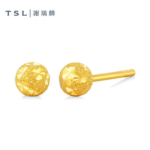 Xie Ruilin (TSL) Gold Earrings Pure Gold 5G Simple Frosted Earrings Women's Gift XM104 0.7g Labor Cost 220 Yuan