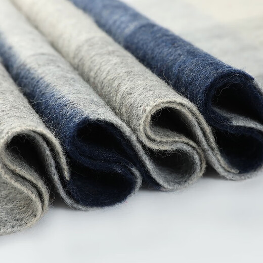 The Da Vinci Code pure wool scarf for men in autumn and winter new high-end versatile warm scarf as a birthday gift for boyfriend and husband 5# large grid gray blue and white