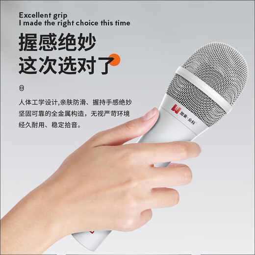 Calais Zhongke DM400 anchor outdoor live broadcast karaoke professional handheld dynamic wired microphone singing microphone DM400 white + AK10 sound card