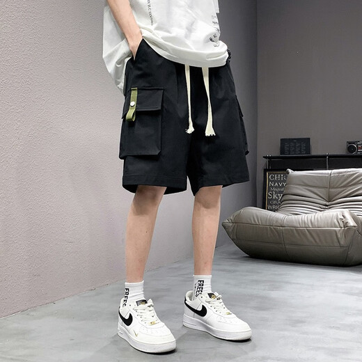 Foss Phil tooling shorts men's summer ice silk thin loose American five-point sports casual pants HHR-718 black L [recommended 120-135 Jin [Jin equals 0.5 kg]]