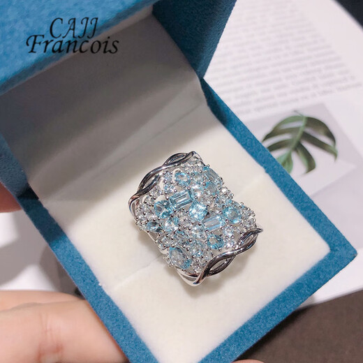 CAJJ Francois 6.50 carat topaz ring for women, natural colored gemstone, jewelry gemstone, 925 silver inlay, size 15