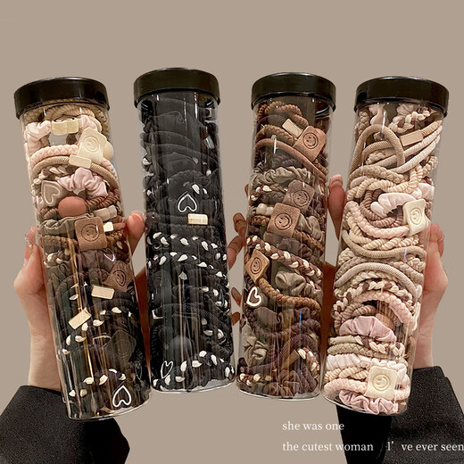 Hair rope for women, high elasticity and durable rubber band, simple temperament, high ponytail hair rope for tying hair, high-looking hair tie for adults, random 40 pieces, free storage jar