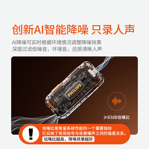 Philips (PHILIPS) lavalier microphone one-to-four/four-to-two wireless Vlog short video Little Bee live broadcast outdoor multi-person team recording mobile phone camera radio four-to-two multi-platform live broadcast/AI innovative intelligent noise reduction