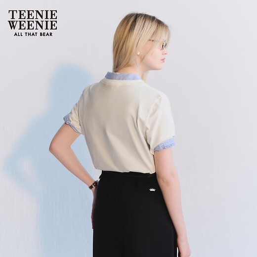 Teenie Weenie小熊女装夏季圆领大熊短袖T恤宽松时髦休闲简约上衣 乳白色 160/S