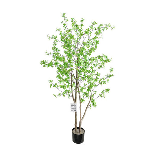 Flower e-flow simulation hanging bell tree horse drunken wood plant clothing store bionic fake green plant decoration potted indoor living room floor-standing ornaments 1.8m multi-pole + white cement basin