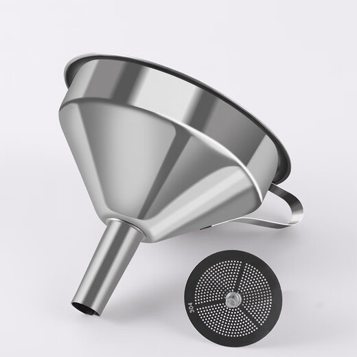 Baijie 304 detachable stainless steel funnel with filter, large diameter oil leak, wine leak, vinegar leak, household kitchen tool