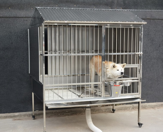 HKML Outdoor Stainless Steel Dog Cage Large Dog Outdoor Rainproof Medium Dog Flush Funnel Toilet Female Dog Cage Three Sided Baffles 110 Styles 110*75*156cm Boutique 202 Full Square Pipe Style - Diameter 10*20mm Fast in 1 Day