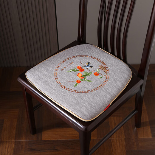 Lanshu ancient rhyme modern Chinese chair cushion cushion embroidered dining chair cushion non-slip tea chair washer chair cushion winter cushion can be customized light gray medium size 42X45cm