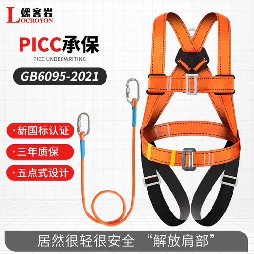 Luokeyan five-point safety belt, high-altitude working safety rope, full-body anti-fall national standard, single small hook 1.8 meters, Beijing warehouse flash delivery