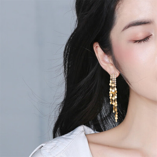 Qlady long tassel earrings for women 2023 temperament high-end earrings niche design light luxury earrings birthday gift