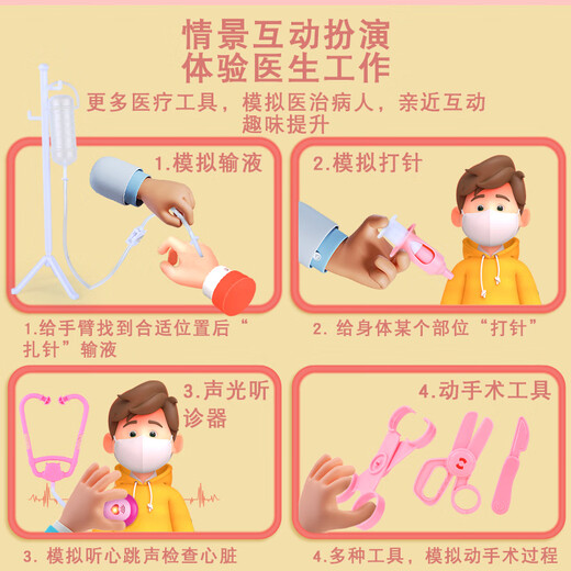 菲贝（feibei）六一儿童节礼物小医生玩具套装过家家声光听诊器医疗箱玩具女孩