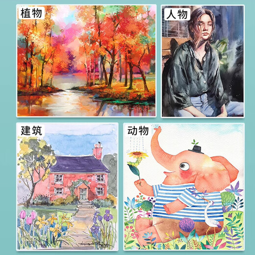佳茉 固体水彩画颜料可水洗水粉美术颜料含画笔绘画初学手绘画儿童小学生画画礼物礼盒女孩玩具手工